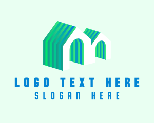 Village - Stripe House Mansion logo design