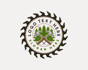 Log - Woodworking Carpentry Sawblade logo design