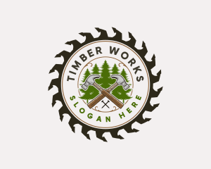 Woodworking Carpentry Sawblade logo design