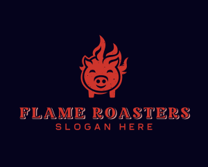 Roasting - Fire Pork Barbecue logo design