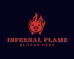 Flame Pork Barbecue logo design