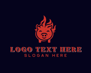 Roasting - Fire Pork Barbecue logo design