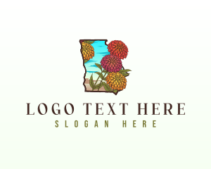 Map - Georgia Zinnias Flower logo design