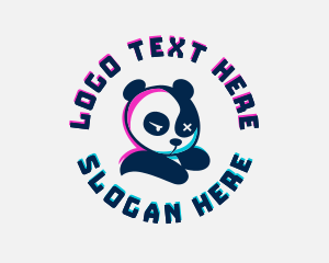 Gamer - Glitch Gamer Panda logo design