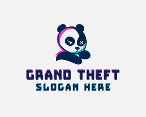 Bear - Glitch Gamer Panda logo design