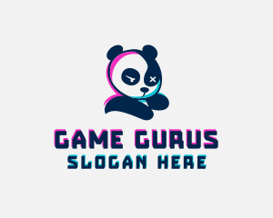 Glitch Gamer Panda logo design