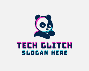 Glitch Gamer Panda logo design