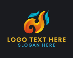 Water - Fire Heating Cooling logo design