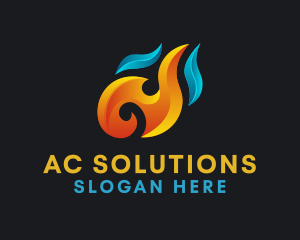 Ac - Fire Heating Cooling logo design