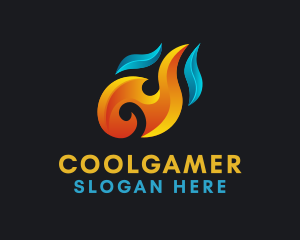 Flame - Fire Heating Cooling logo design