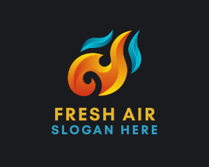 Fire Heating Cooling logo design