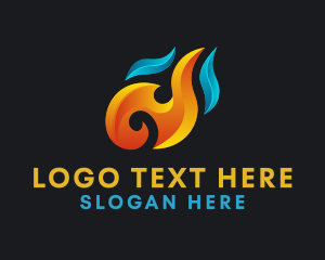 Heating Cooling - Fire Heating Cooling logo design
