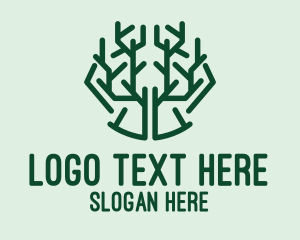 Farm - Tree Branch Line Art logo design