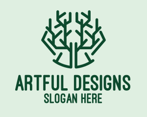 Tree Branch Line Art  logo design