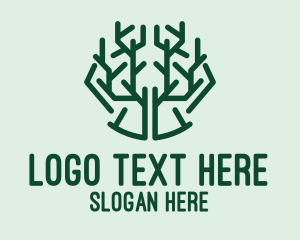 Plantation - Tree Branch Line Art logo design
