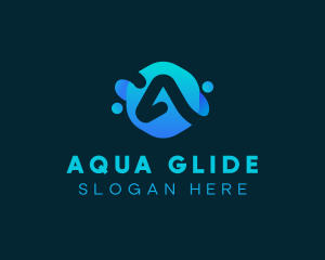 Blue Liquid Letter A logo design