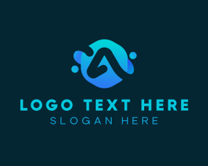 Elemental - Blue Liquid Letter A logo design