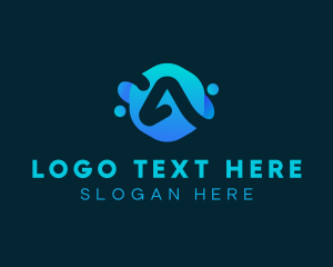 Blue Liquid Letter A Logo