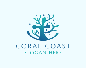 Coral - Aquatic Nature Coral Reef logo design