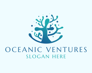 Aquatic Nature Coral Reef logo design