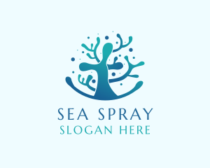 Aquatic Nature Coral Reef logo design