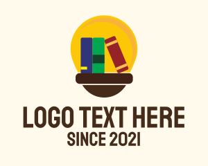 Online Class - Lightbulb Library Bookshelf logo design