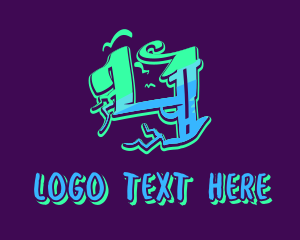 Teen - Neon Graffiti Art Number 4 logo design