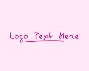 Handwritten - Pink Childish Wordmark logo design