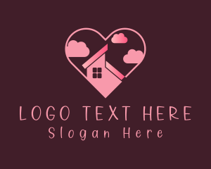 Unity - Pink House Roof Heart logo design