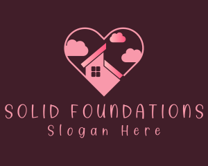 Pink House Roof Heart Logo