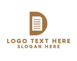 Printing Press - Gold D Document logo design