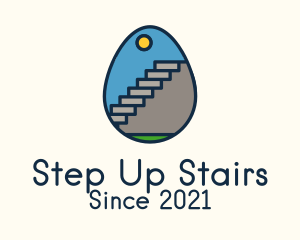 Staircase - Concrete Stairs Egg logo design