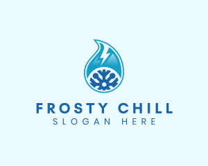 Freezer - Lightning Droplet Snowflake logo design