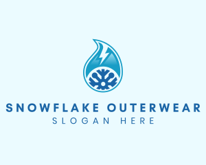 Lightning Droplet Snowflake logo design