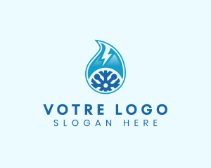 Winter - Lightning Droplet Snowflake logo design