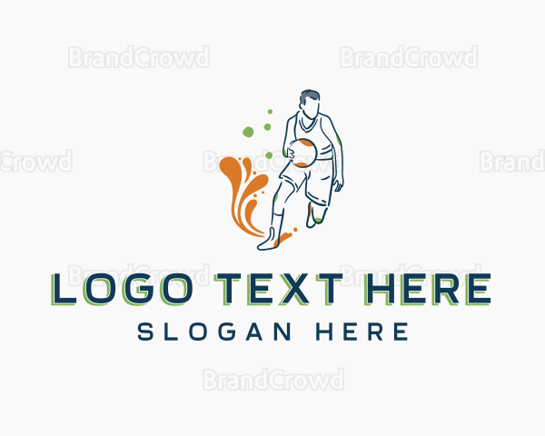 Basketball Player Splash Logo