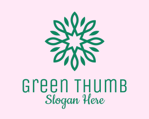 Green Star Flower  logo design