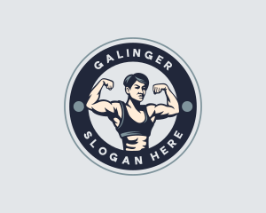 Muscular Woman Fitness Logo