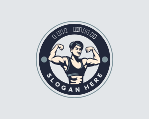Mascot - Muscular Woman Fitness logo design