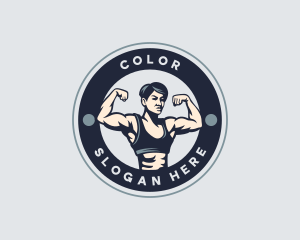 Fit - Muscular Woman Fitness logo design
