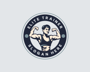 Muscular Woman Fitness logo design