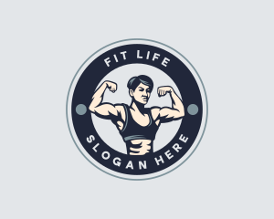 Muscular Woman Fitness logo design