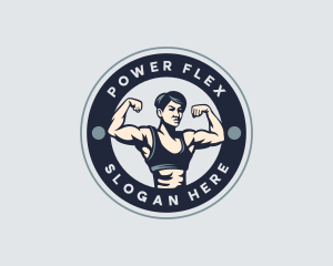 Muscular Woman Fitness logo design