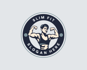 Muscular Woman Fitness logo design