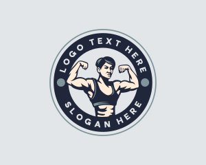 Workout - Muscular Woman Fitness logo design