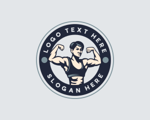 Muscular Woman Fitness Logo