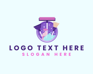 Clean - Housekeeper Cleaning Tools logo design