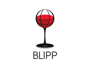 Pub - Wine Glass Globe logo design