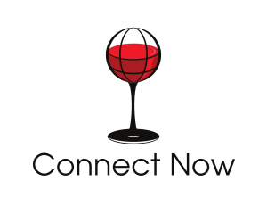 Meetup - Wine Glass Globe logo design