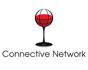 Meetup - Wine Glass Globe logo design